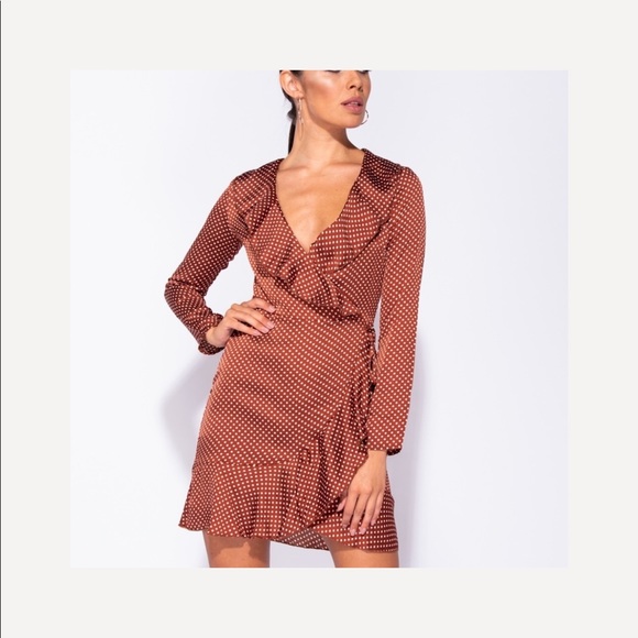 Chloe Polka Dot Satin Wrap Dress - Picture 4 of 8